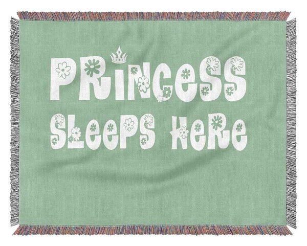 Princesss Sleeps Here Green Woven Blanket