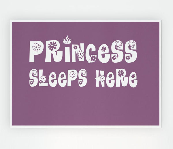 Girls Room Quote Princesss Sleeps Here Dusty Pink Print Poster Wall Art