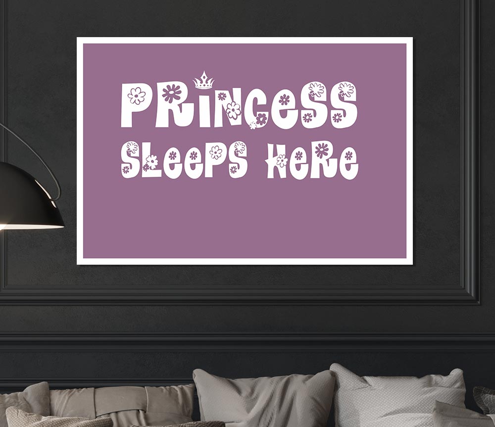 Girls Room Quote Princesss Sleeps Here Dusty Pink Print Poster Wall Art