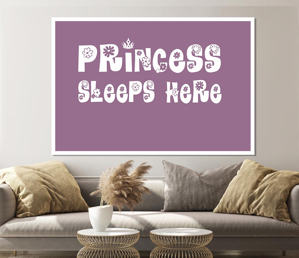 Girls Room Quote Princesss Sleeps Here Dusty Pink Print Poster Wall Art