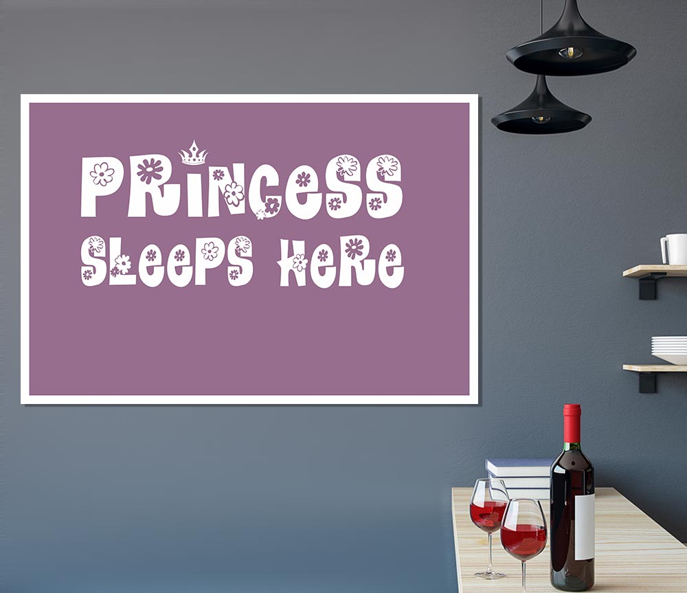 Girls Room Quote Princesss Sleeps Here Dusty Pink Print Poster Wall Art