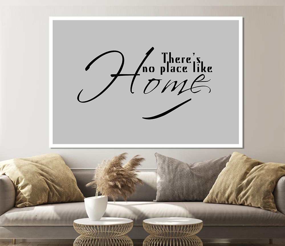 Home Quote Theres No Place Like Home Grey Print Poster Wall Art