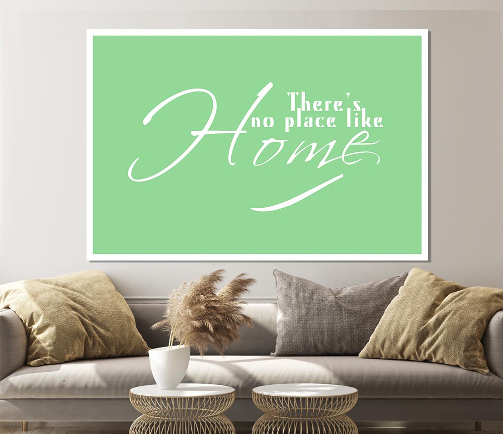 Home Quote Theres No Place Like Home Green Print Poster Wall Art