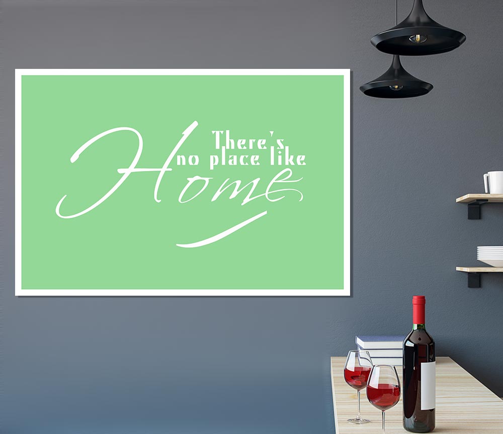 Home Quote Theres No Place Like Home Green Print Poster Wall Art