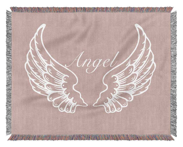 Nursery Quote Angel Wings Vivid Pink Woven Blanket