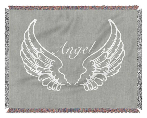 Angel Wings Grey White Woven Blanket