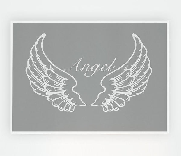 Angel Wings Grey White Print Poster Wall Art