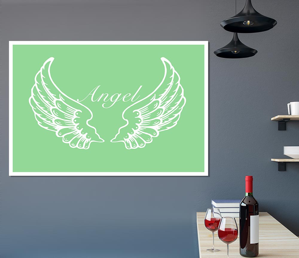 Girls Room Quote Angel Wings Green Print Poster Wall Art