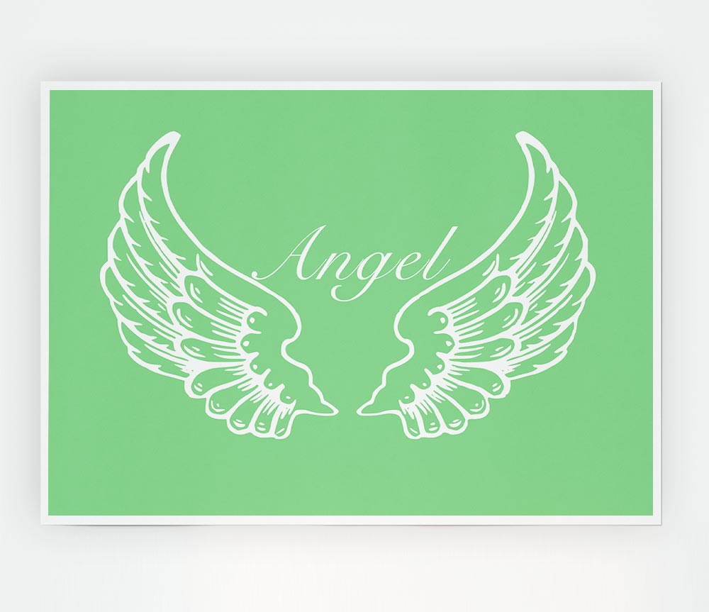 Girls Room Quote Angel Wings Green Print Poster Wall Art