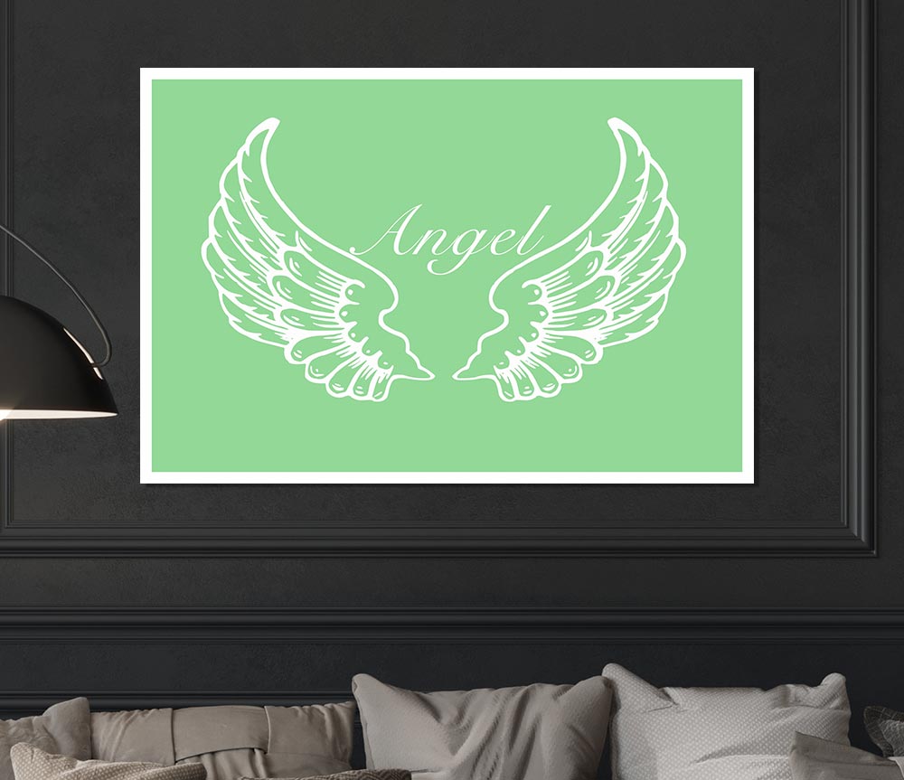 Girls Room Quote Angel Wings Green Print Poster Wall Art