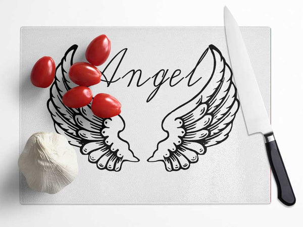 Angel Wings 4 White Glass Chopping Board