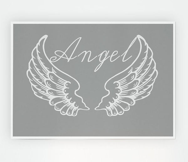 Angel Wings 4 Grey White Print Poster Wall Art