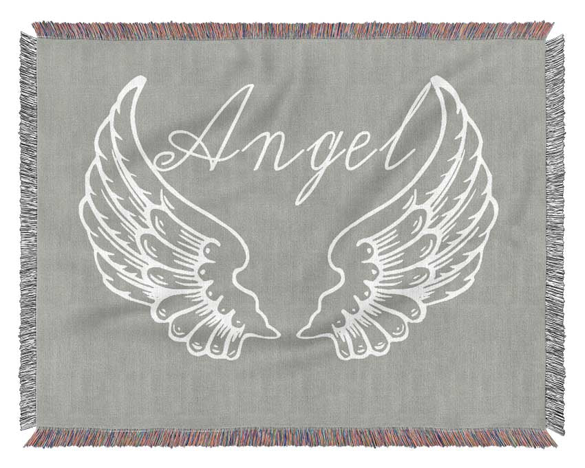 Angel Wings 4 Grey White Woven Blanket