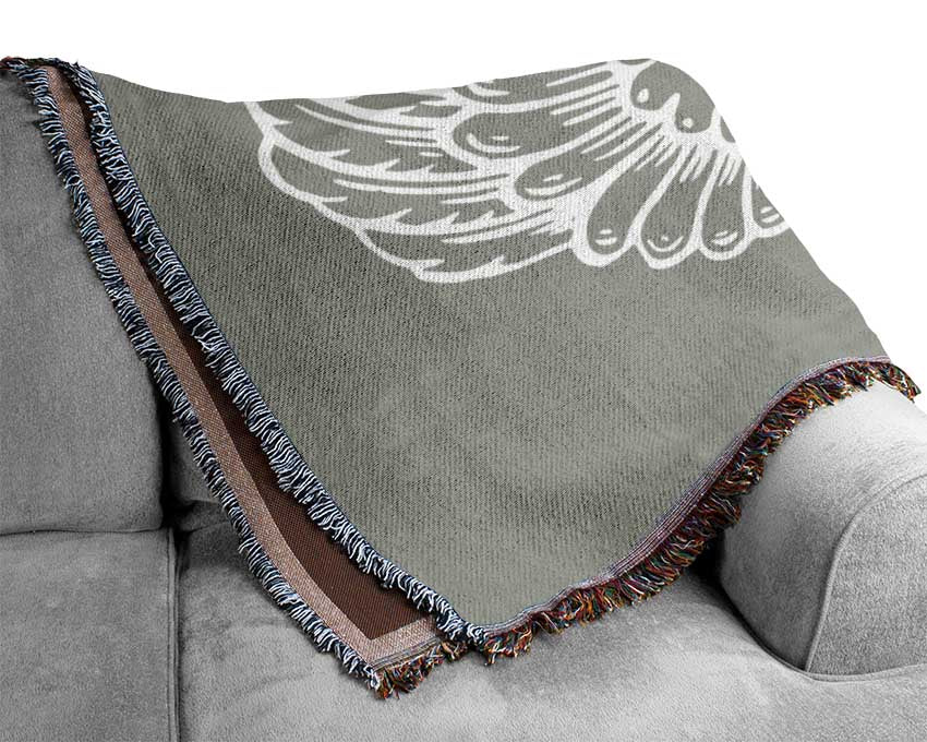 Angel Wings 4 Grey White Woven Blanket