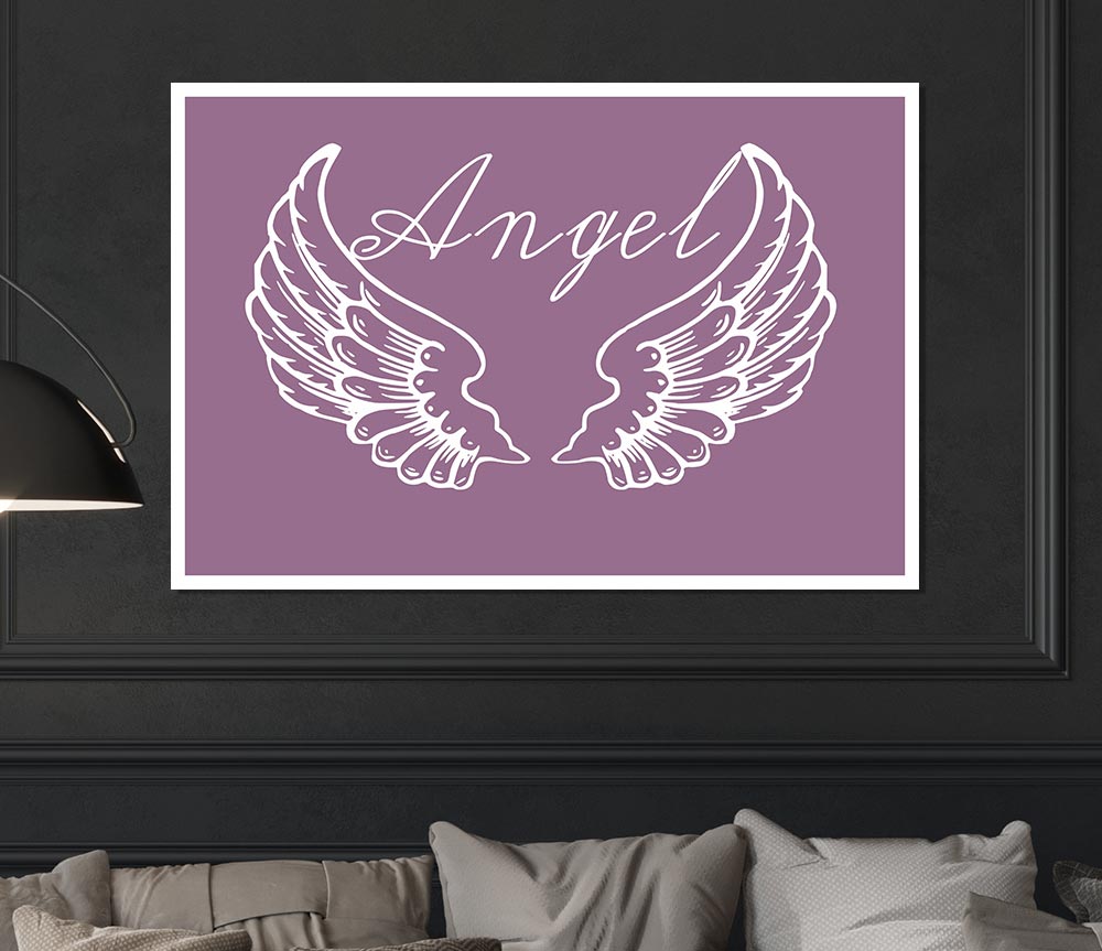 Girls Room Quote Angel Wings 4 Dusty Pink Print Poster Wall Art