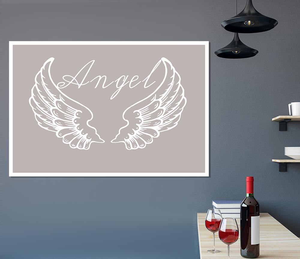 Angel Wings 4 Beige Print Poster Wall Art