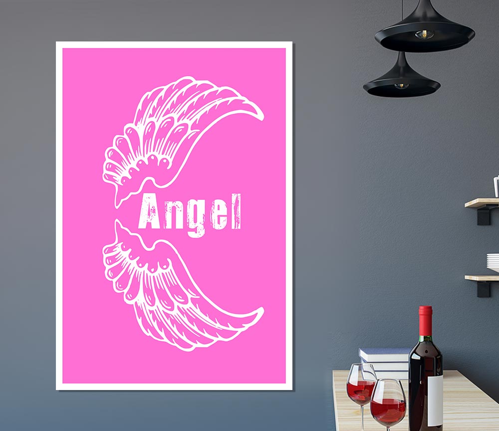 Angel Wings 3 Vivid Pink Print Poster Wall Art