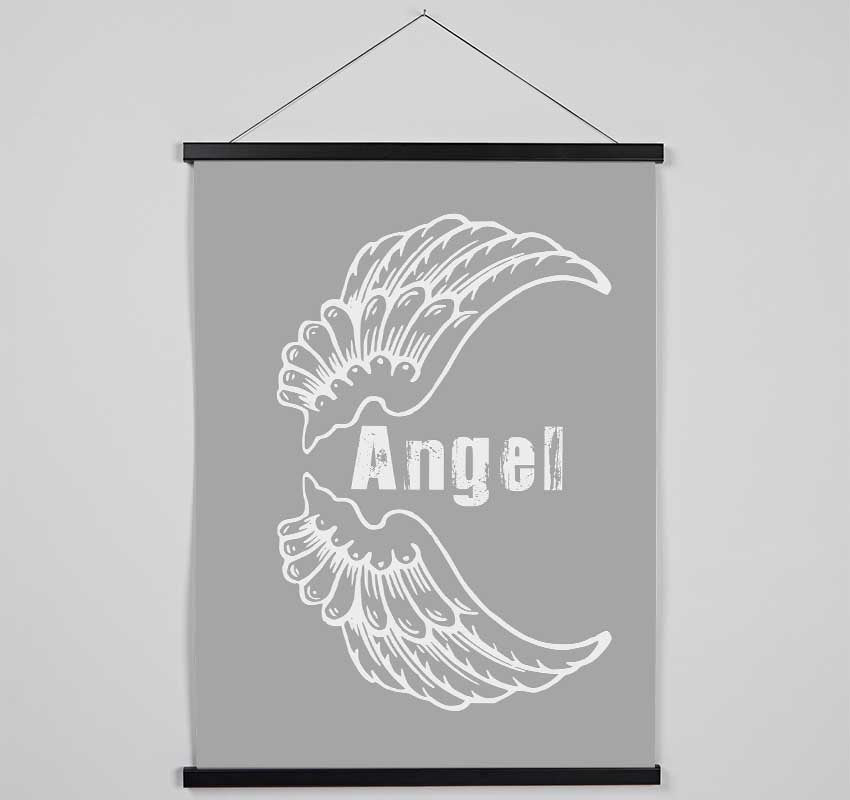 Angel Wings 3 Grey White Hanging Poster - Wallart-Direct UK