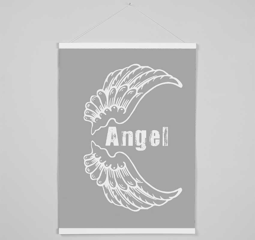 Angel Wings 3 Grey White Hanging Poster - Wallart-Direct UK