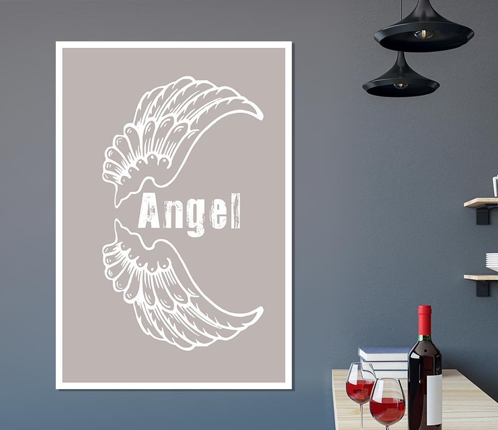 Angel Wings 3 Beige Print Poster Wall Art