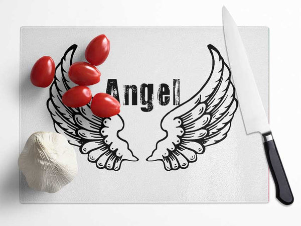 Angel Wings 2 White Glass Chopping Board