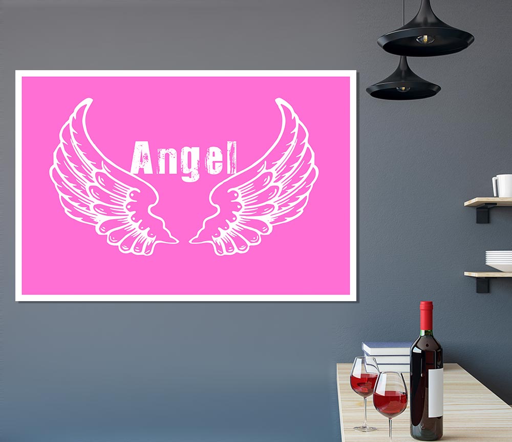 Angel Wings 2 Vivid Pink Print Poster Wall Art