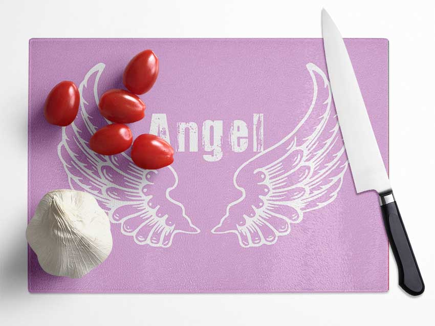 Angel Wings 2 Pink Glass Chopping Board