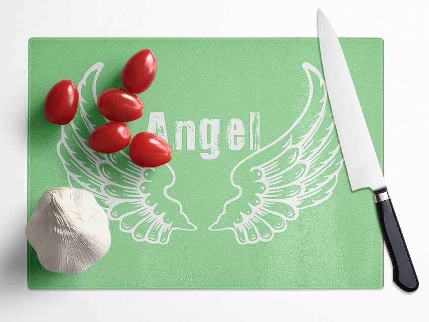 Angel Wings 2 Green Glass Chopping Board