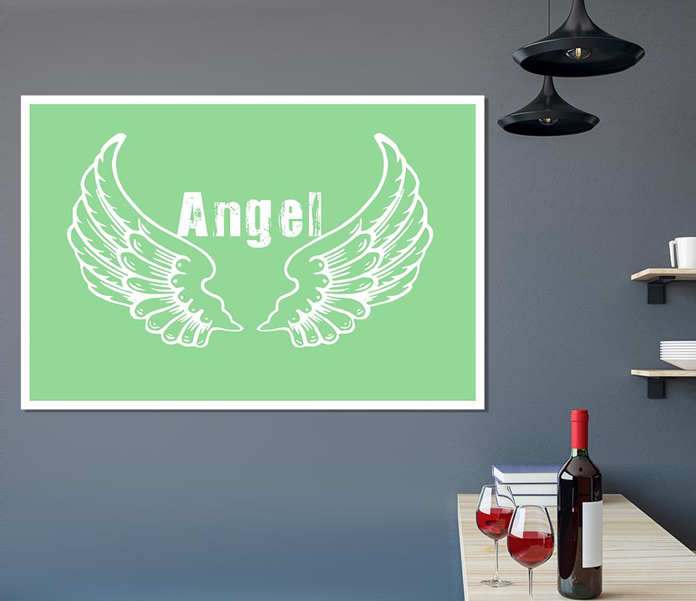 Angel Wings 2 Green Print Poster Wall Art