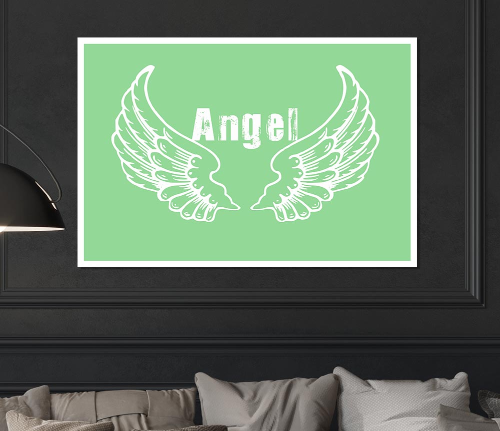 Angel Wings 2 Green Print Poster Wall Art