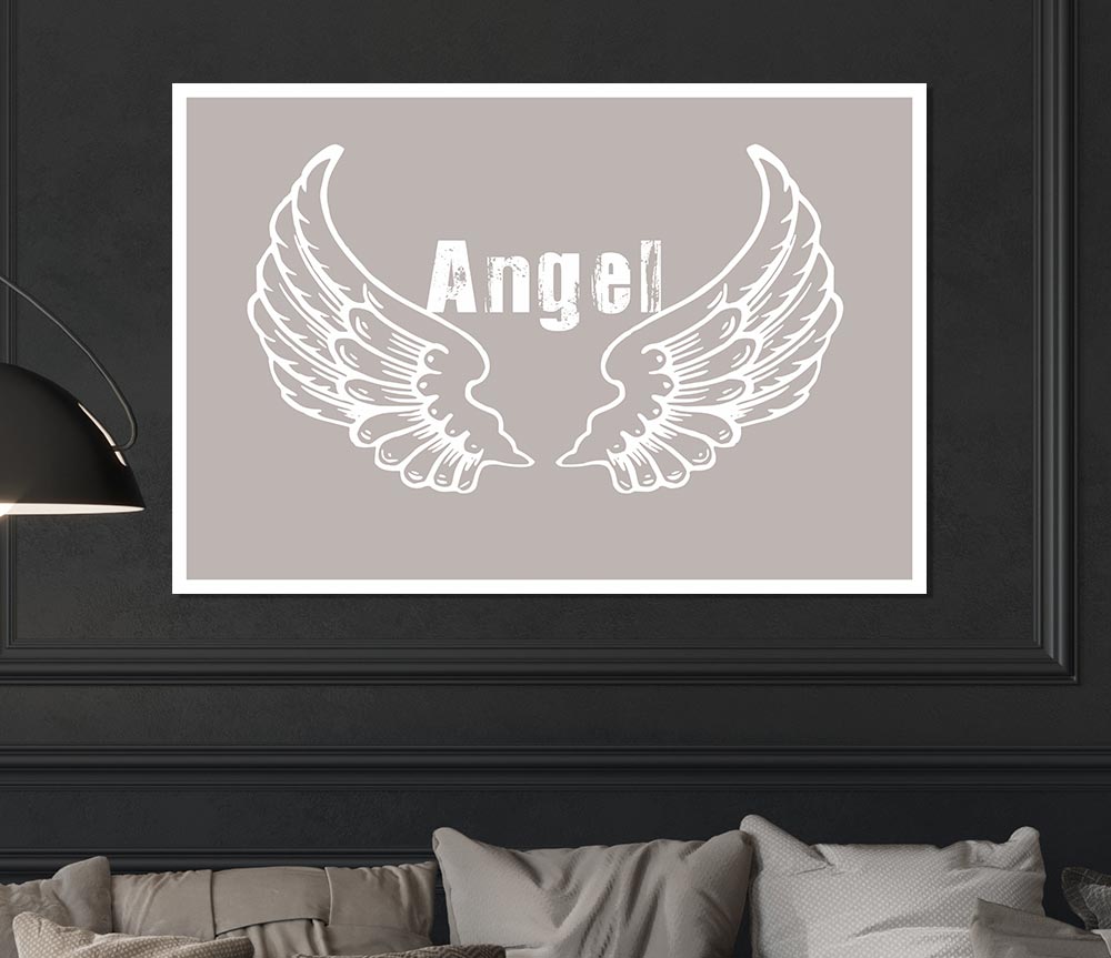 Girls Room Quote Angel Wings 2 Beige Print Poster Wall Art