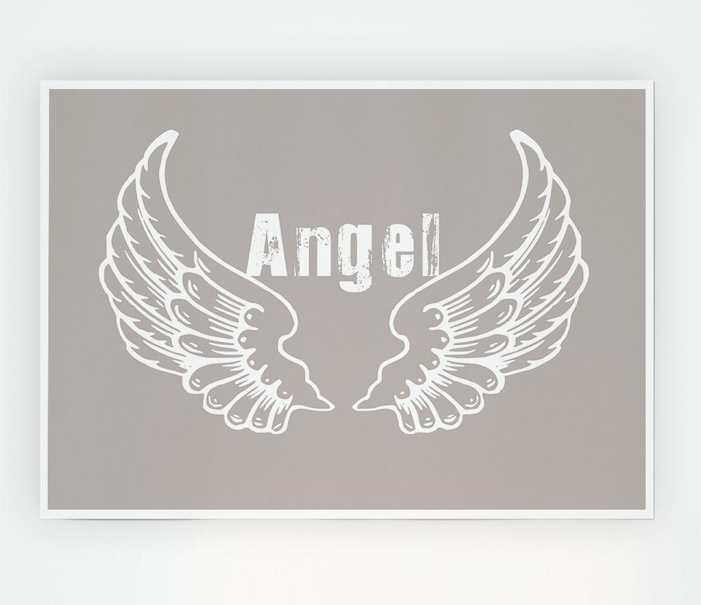 Girls Room Quote Angel Wings 2 Beige Print Poster Wall Art