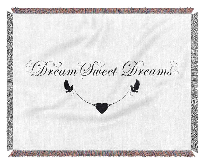 Dream Sweet Dreams White Woven Blanket