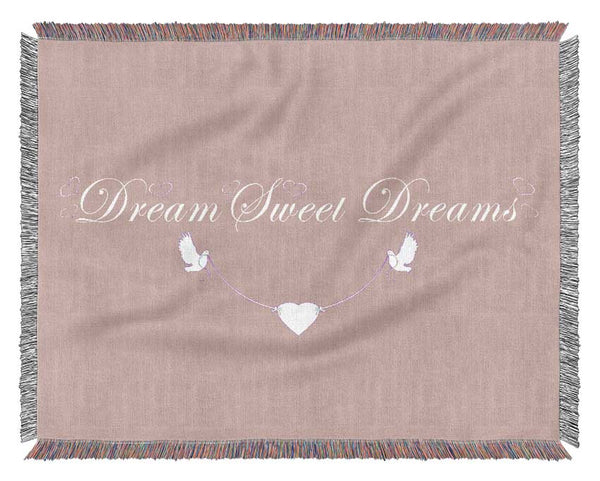 Nursery Quote Dream Sweet Dreams Vivid Pink Woven Blanket