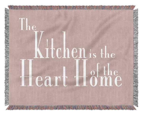 Kitchen Quote The Kitchen Is The Heart Of The Home 2 Vivid Pink Woven Blanket