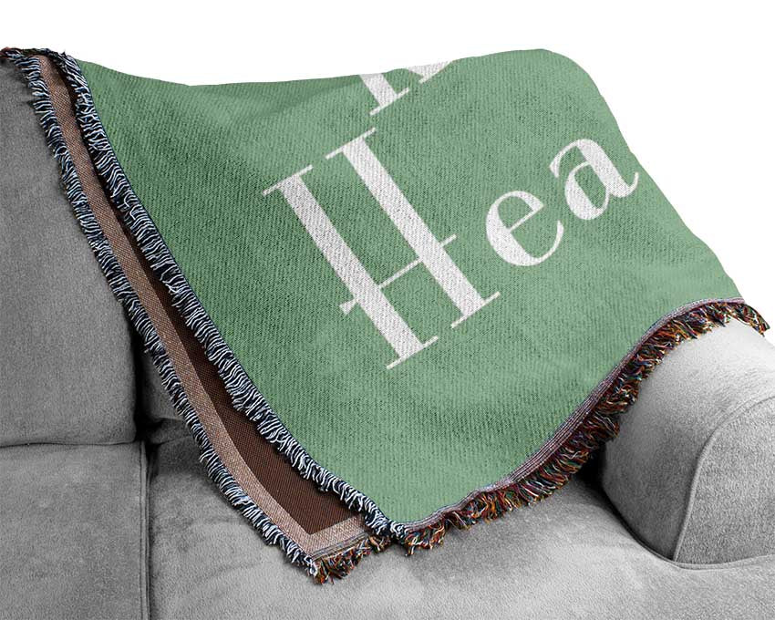 Kitchen Quote The Kitchen Is The Heart Of The Home 2 Green Woven Blanket