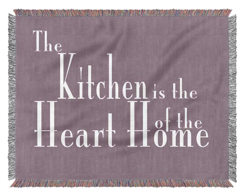 Kitchen Quote The Kitchen Is The Heart Of The Home 2 Dusty Pink Woven Blanket