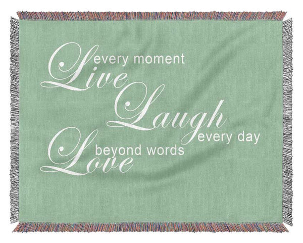 Home Quote Live Every Moment 3 Green Woven Blanket