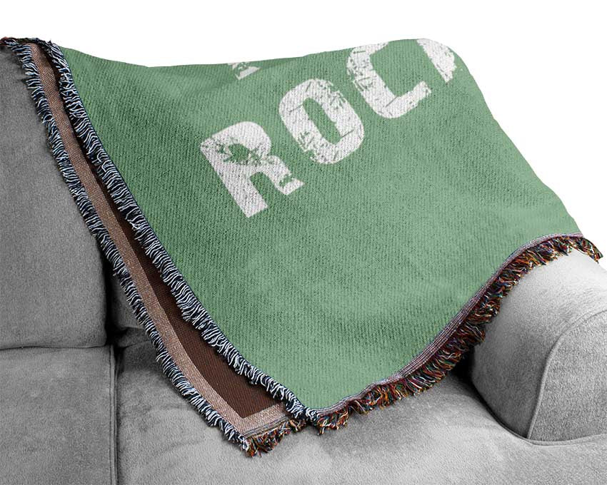 Music Quote I Love Rock N Roll Green Woven Blanket