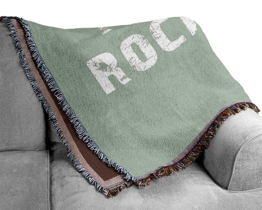 I Love Rock N Roll Beige Woven Blanket