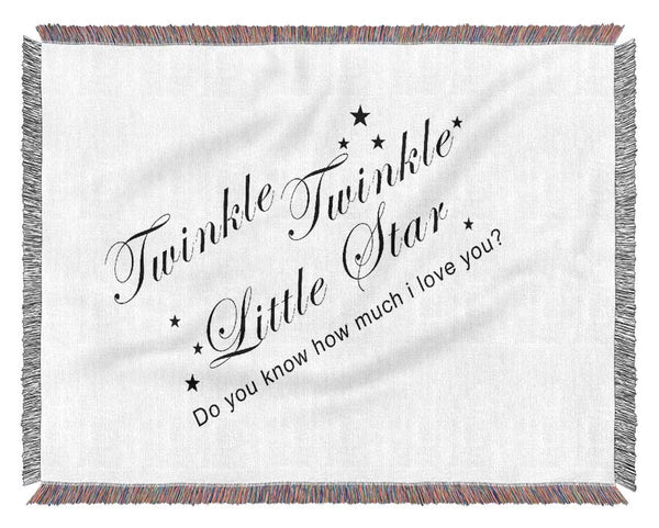 Nursery Quote Twinkle Twinkle Little Star 2 White Woven Blanket