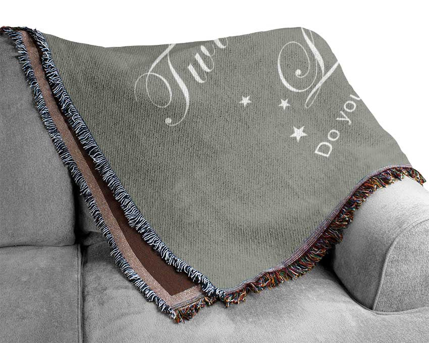 Nursery Quote Twinkle Twinkle Little Star 2 Grey White Woven Blanket