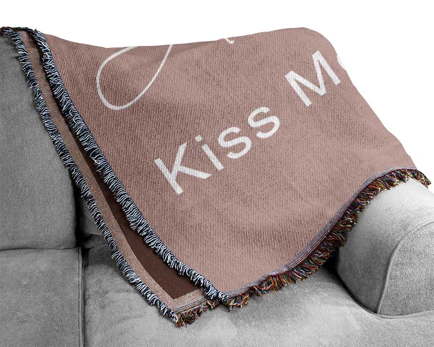 Love Quote Always Kiss Me Goodnight 2 Vivid Pink Woven Blanket