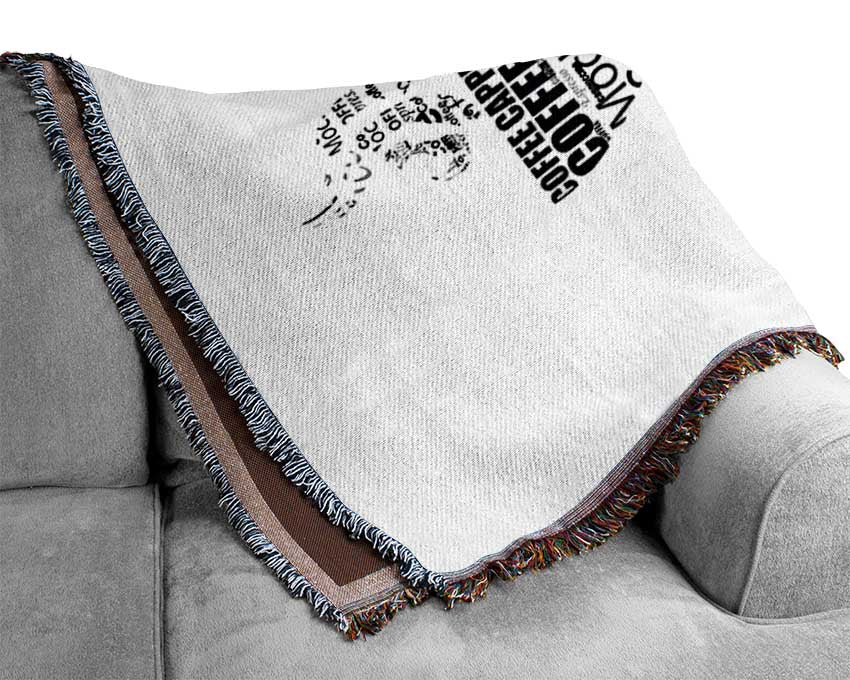 Kitchen Quote Keep Calm And Have A Coffee White Woven Blanket