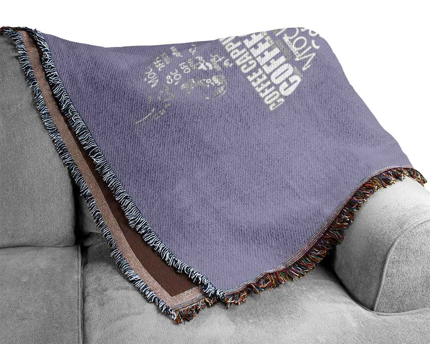 Kitchen Quote Keep Calm And Have A Coffee Lilac Woven Blanket