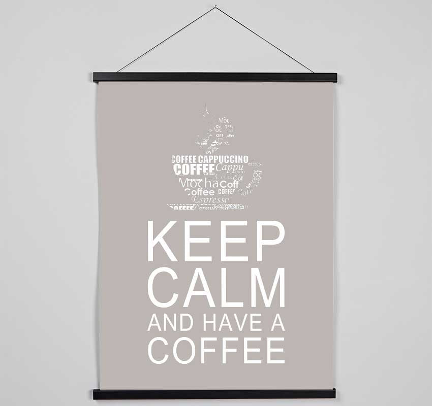 Kitchen Quote Keep Calm And Have A Coffee Beige Hanging Poster - Wallart-Direct UK