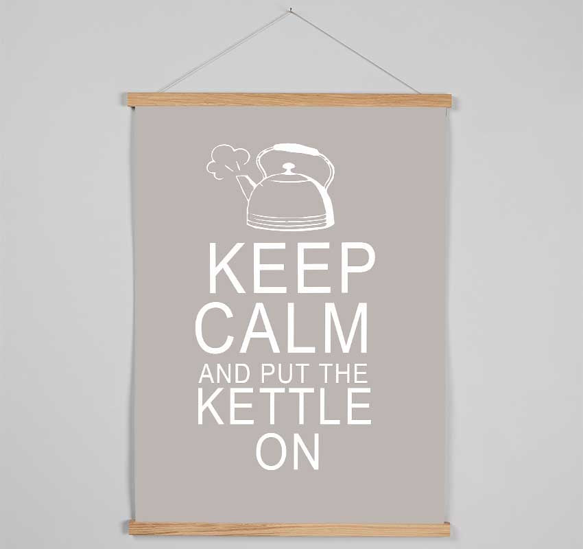 Kitchen Quote Keep Calm And Put The Kettle On Beige Hanging Poster - Wallart-Direct UK