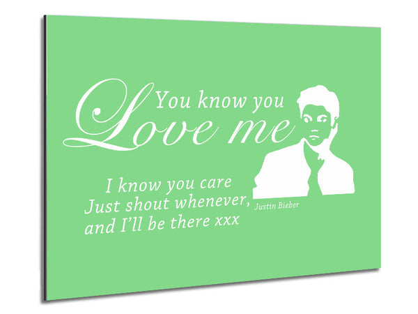 Music Quote You Know You Love Me Justin Bieber Green