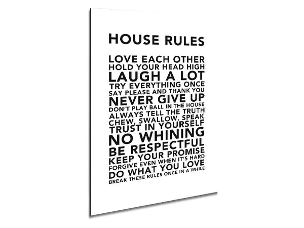 Family Quote House Rules 3 White