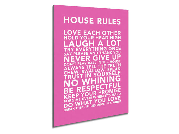 Family Quote House Rules 3 Vivid Pink